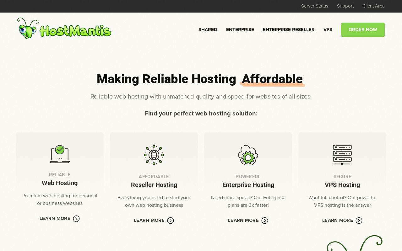 HostMantis 官网截图